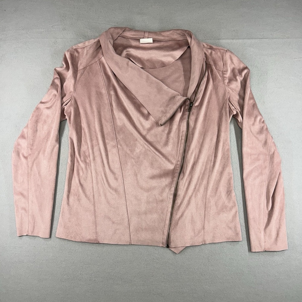 Mote Jacket Womens L Pink Asymmetrical Zip Moto Lightweight Unlined Collared